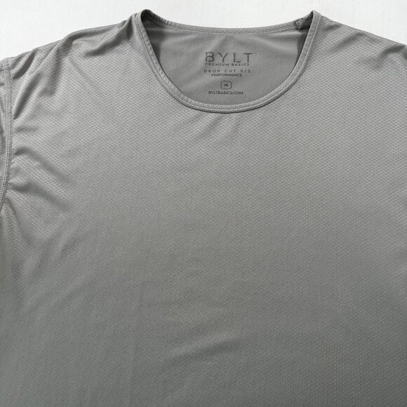 BYLT Basics Performance Drop Cut Short Sleeve Shirt in Gray Size Medium - Picture 3 of 8